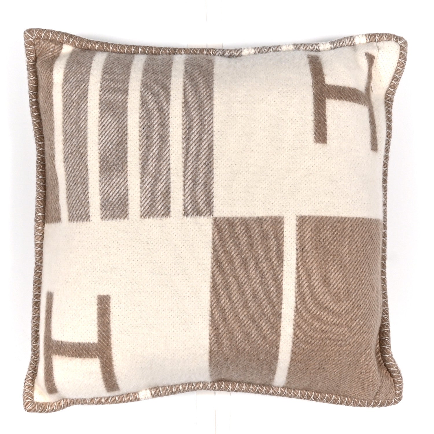 Hermes Wool Cashmere Avalon Vibration Pillow PM Ecru Naturel 2 of 3