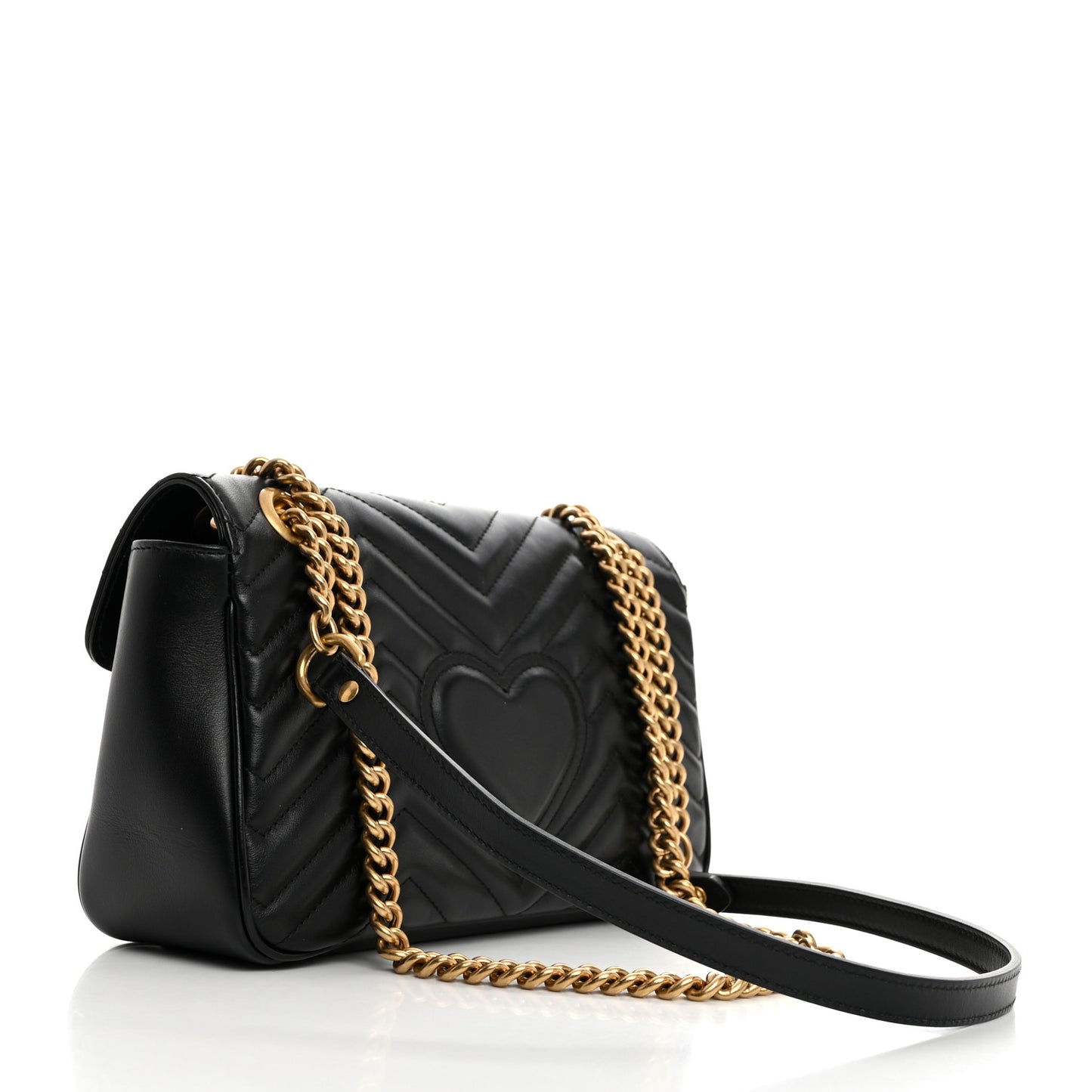 Calfskin Matelasse Small GG Marmont Shoulder Bag Black