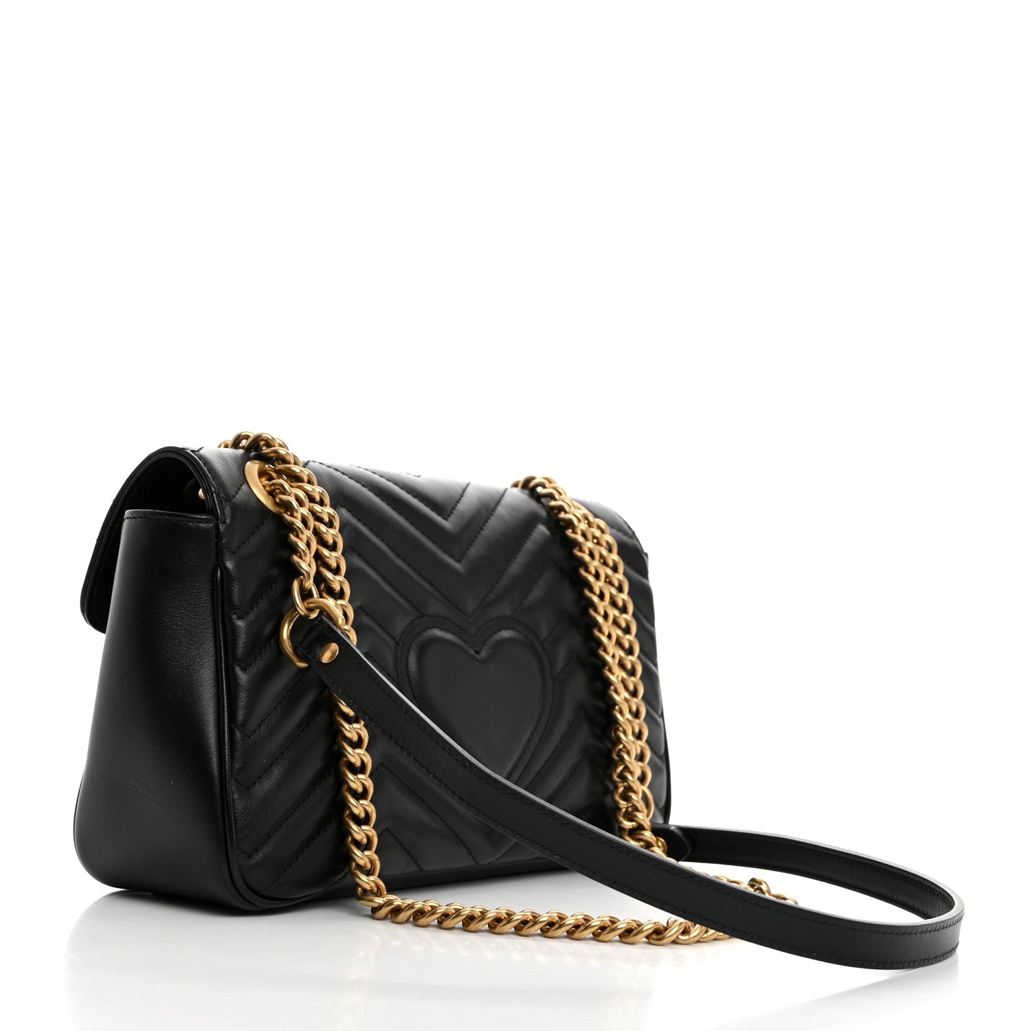 Gucci Calfskin Matelasse Small GG Marmont Shoulder Bag Black 2 of 10