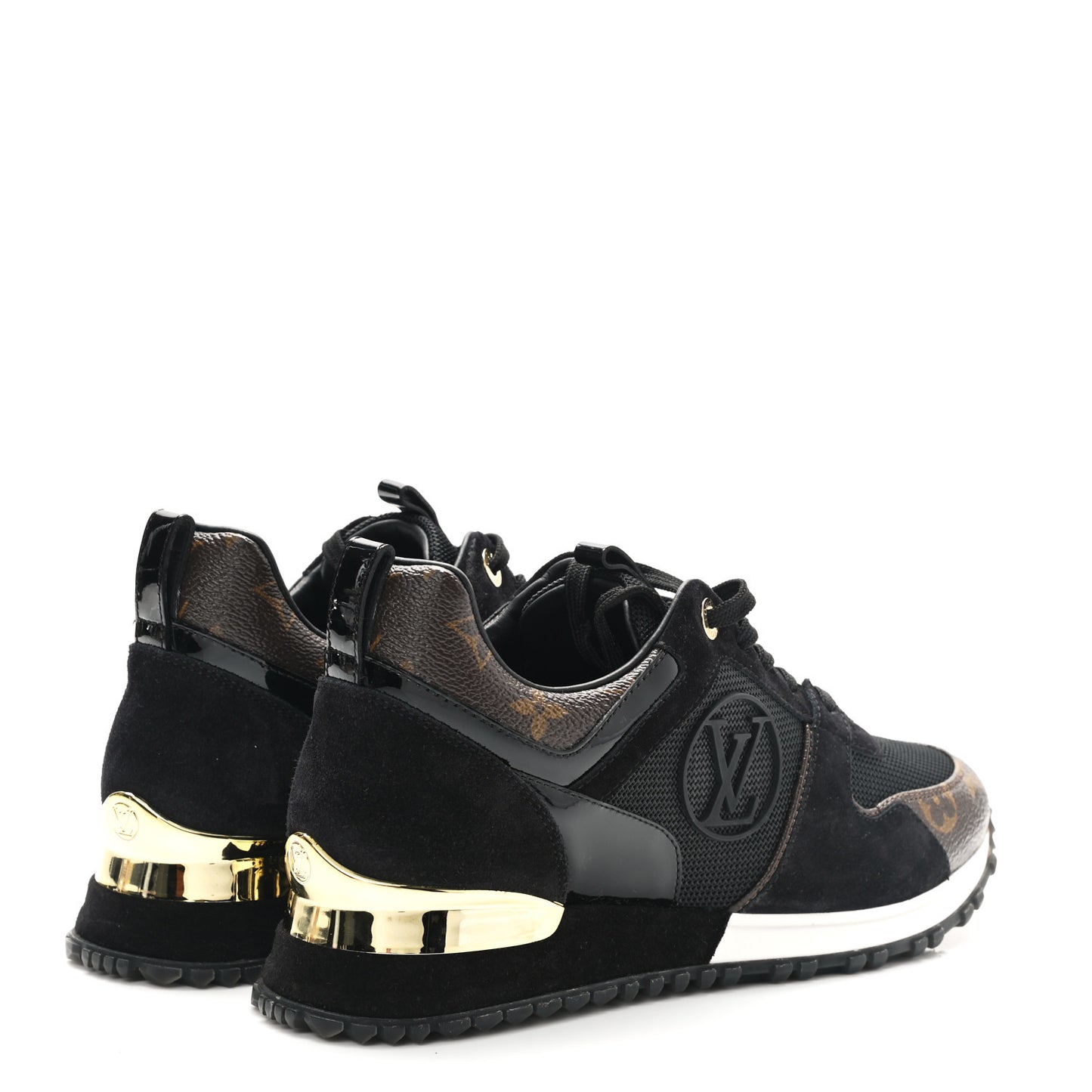 Suede Monogram Run Away Sneakers 37 Black