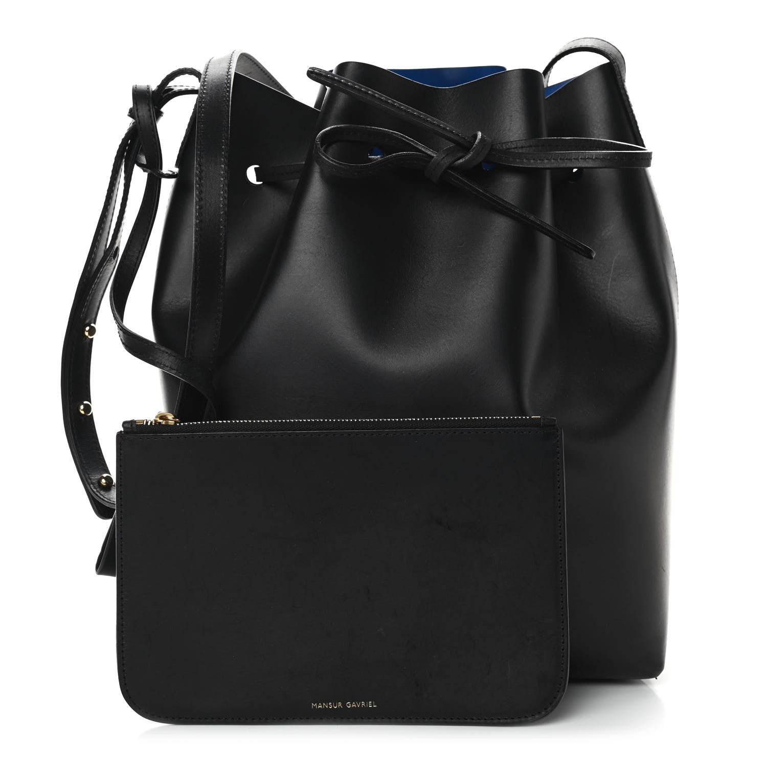 Mansur Gavriel Vegetable Tanned Calfskin Bucket Bag Black Royal 1 of 10