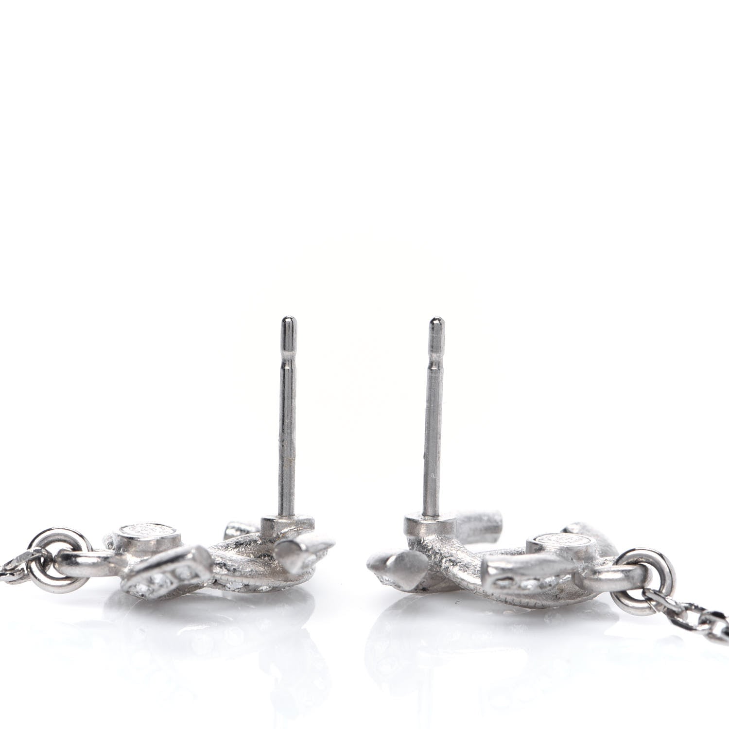 Chanel Crystal Resin CC Drop Earrings Silver 5 of 7