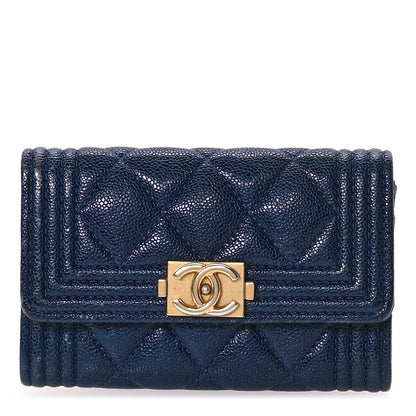 Chanel Caviar Quilted Boy Flap Card Holder Navy 1 of 9