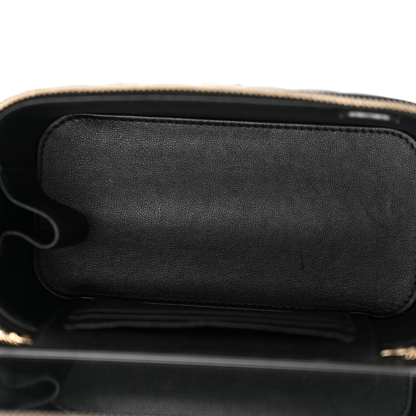 Lambskin Quilted Small Top Handle Vanity Case With Chain Black