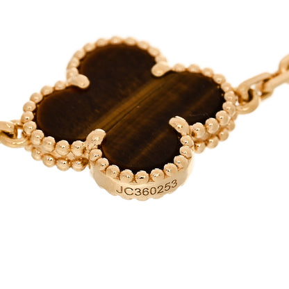 Van Cleef & Arpels 18K Yellow Gold Tiger Eye 5 Motifs Vintage Alhambra Bracelet 3 of 4