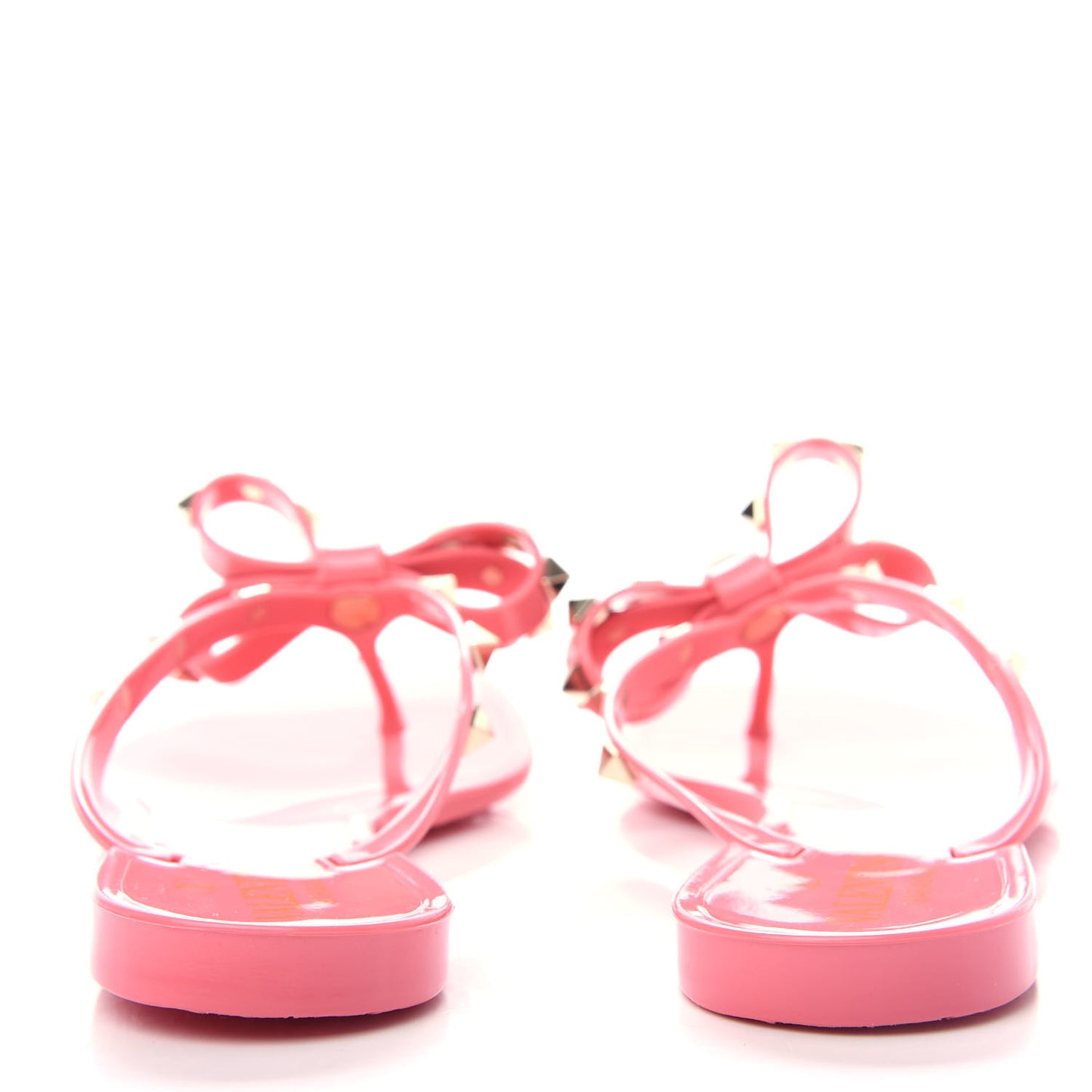 PVC Jelly Rockstud Bow Thong Sandals 37 Sweet Pink