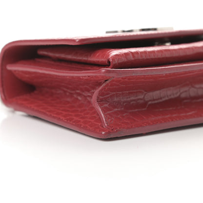 Saint Laurent Calfskin Crocodile Embossed Monogram Sunset Chain Wallet Rouge Eros 9 of 12