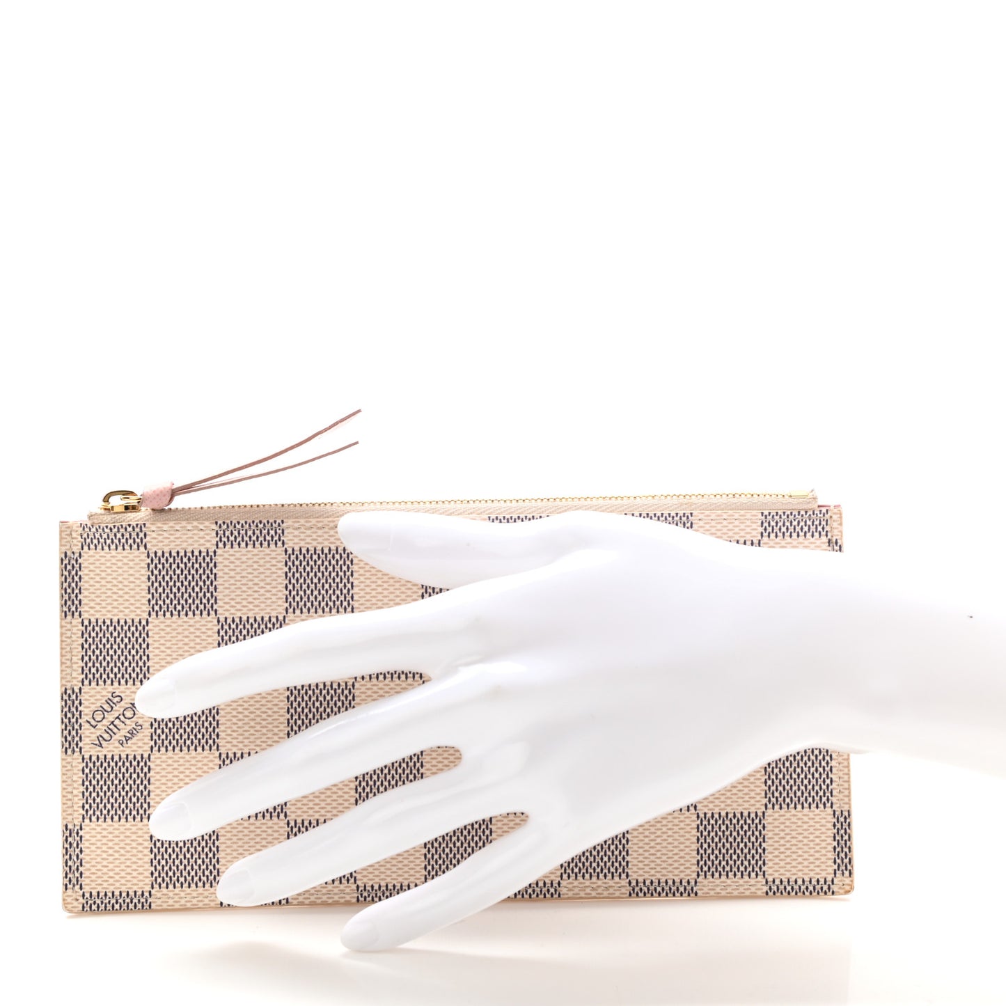 Damier Azur Felicie Chain Wallet Zippered Insert Rose Ballerine