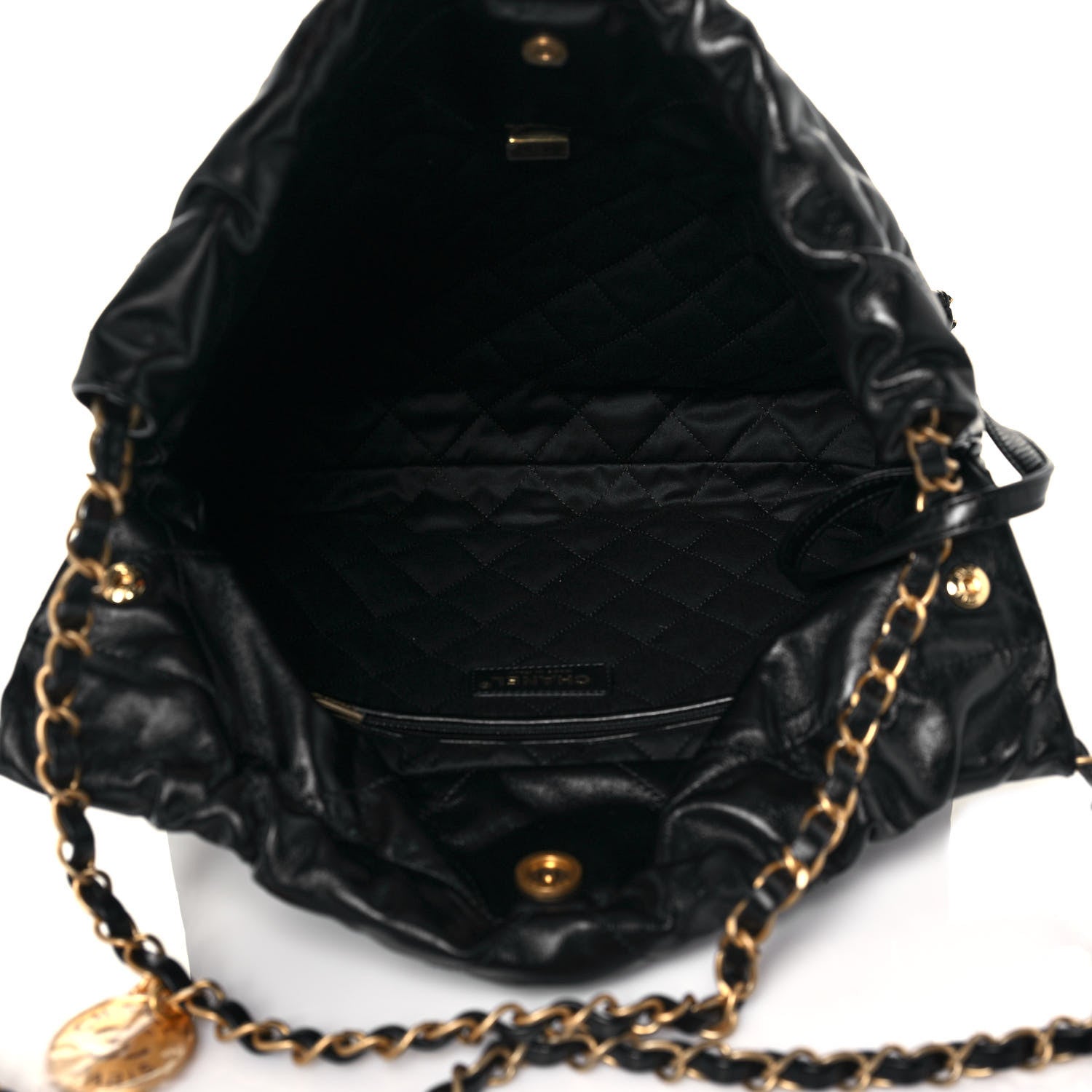 Chanel Shiny Calfskin Quilted Small Chanel 22 Black 6 of 14