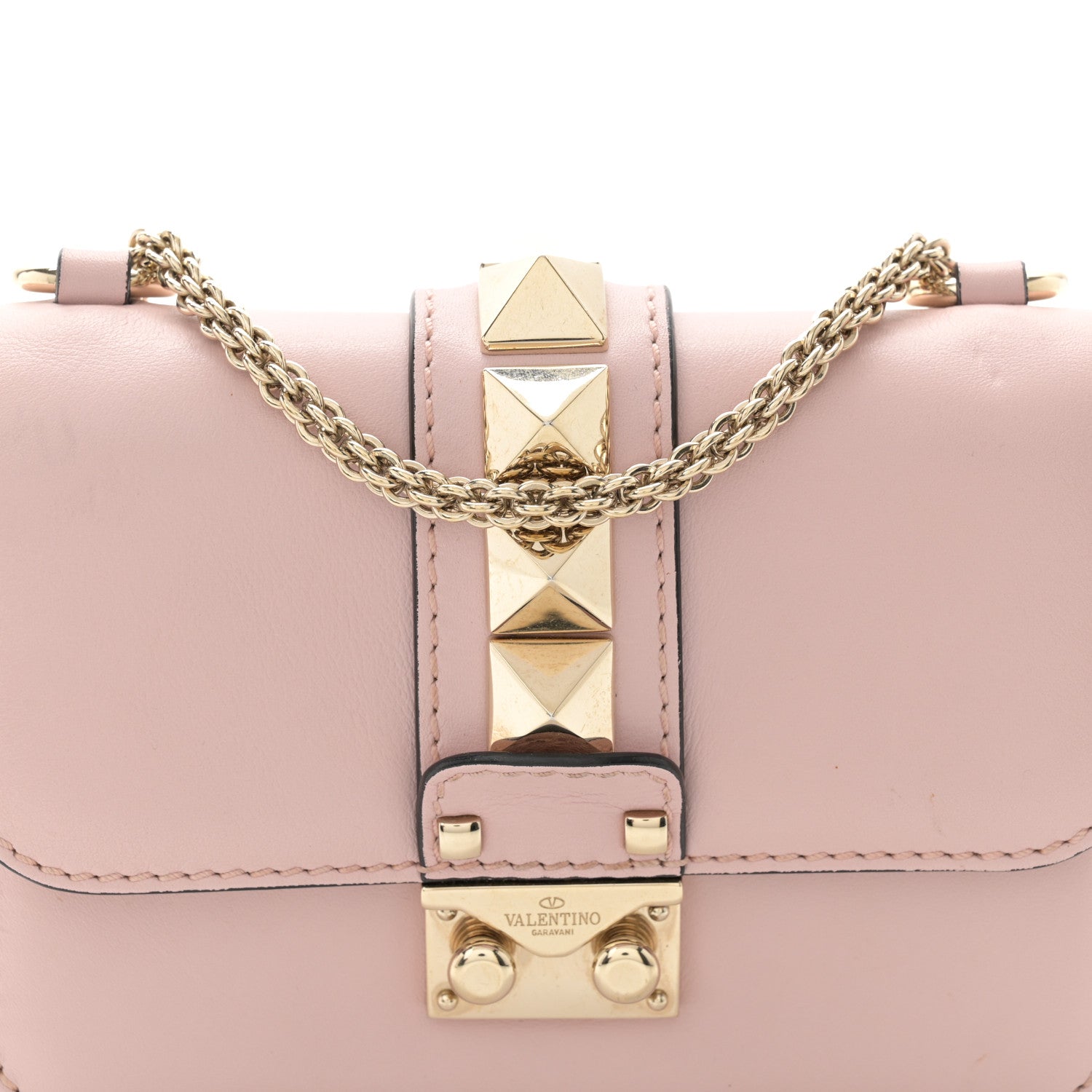 Valentino Garavani Vitello Small Glam Lock Rockstud Flap Poudre 7 of 10