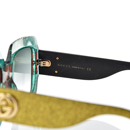 Gucci Square Frame GG0102S Sunglasses Glitter Red Black Green 6 of 8