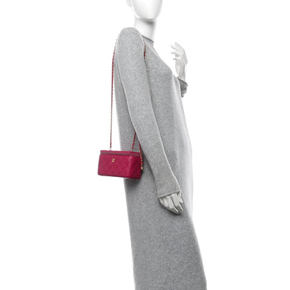 Chanel Lambskin Quilted Small Pearl Crush Vanity Case With Chain Fuchsia 2 of 11