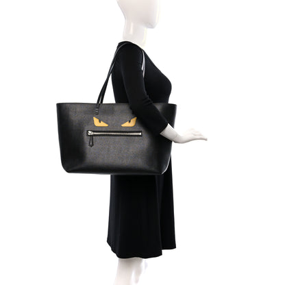 Fendi Vitello Elite Cuoio Monster Buggies Medium Roll Tote Black Multicolor Blue Cobalto 3 of 15