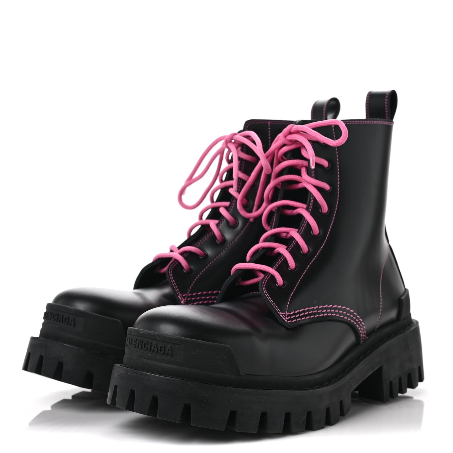 Calfskin Womens Strike 20mm Lace Up Boots 39 Black Fluo Pink