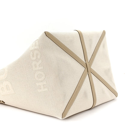 Burberry Cotton Canvas Mini Logo Horseferry Tote Bag Off White 10 of 11