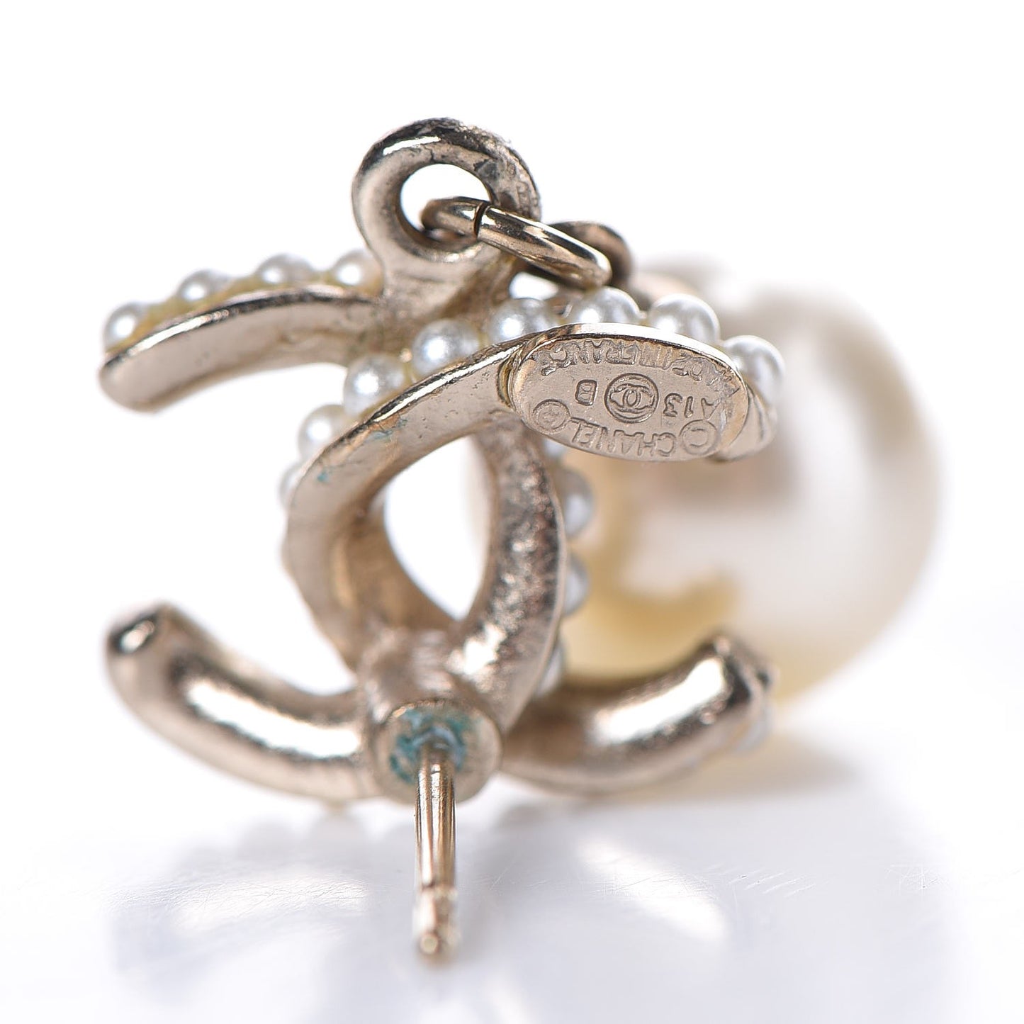 Pearl CC Drop Earrings Gold