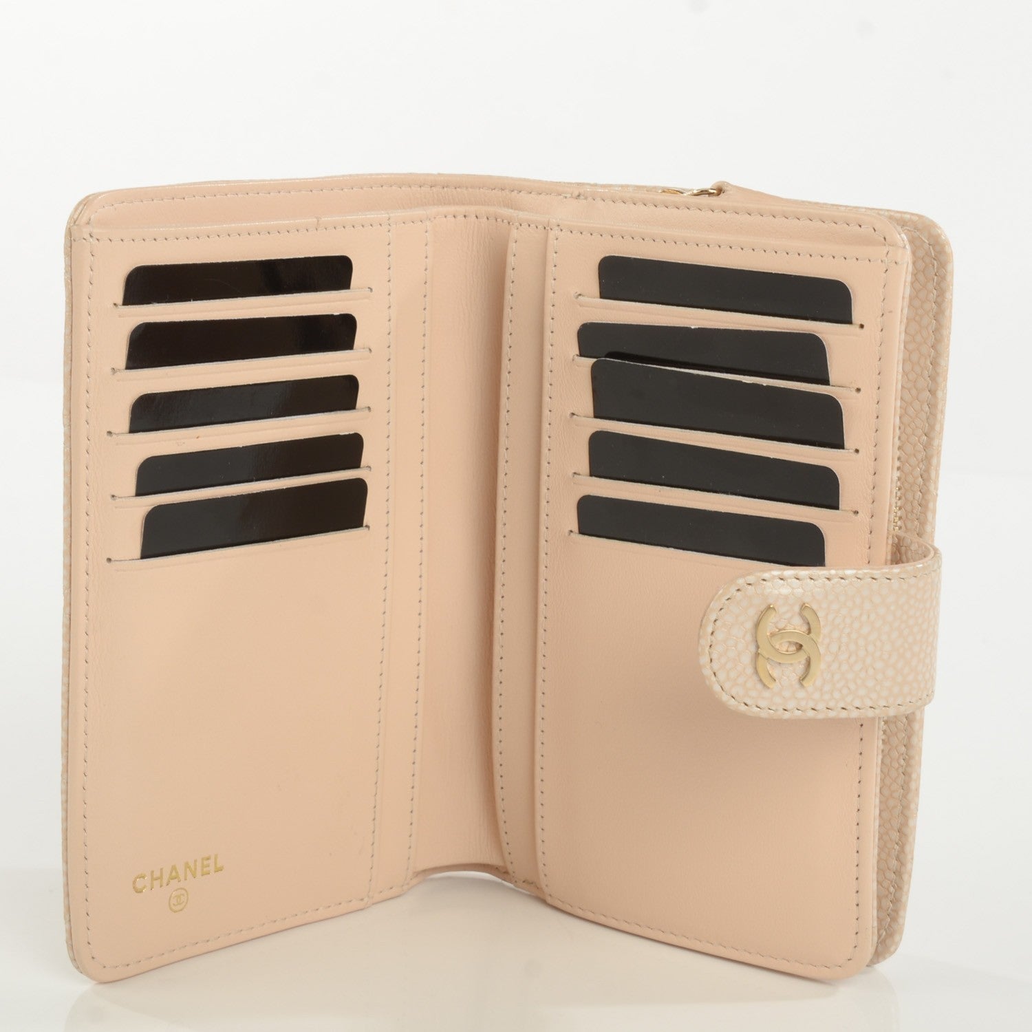 Chanel Caviar Quilted L-Zip Pocket Wallet Beige Clair 5 of 8