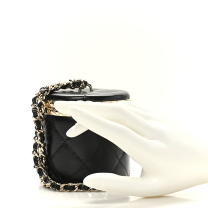 Chanel Metal Lambskin Quilted Mini Lock Frame Vanity Clutch Black 2 of 11