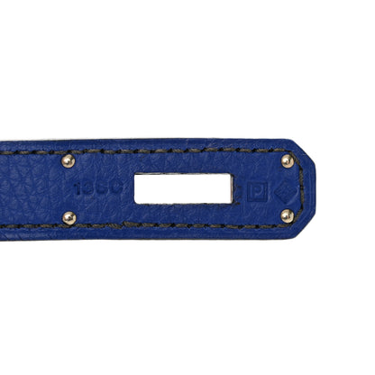 Hermes Togo Horseshoe Birkin 40 Etain Bleu Electrique 7 of 10
