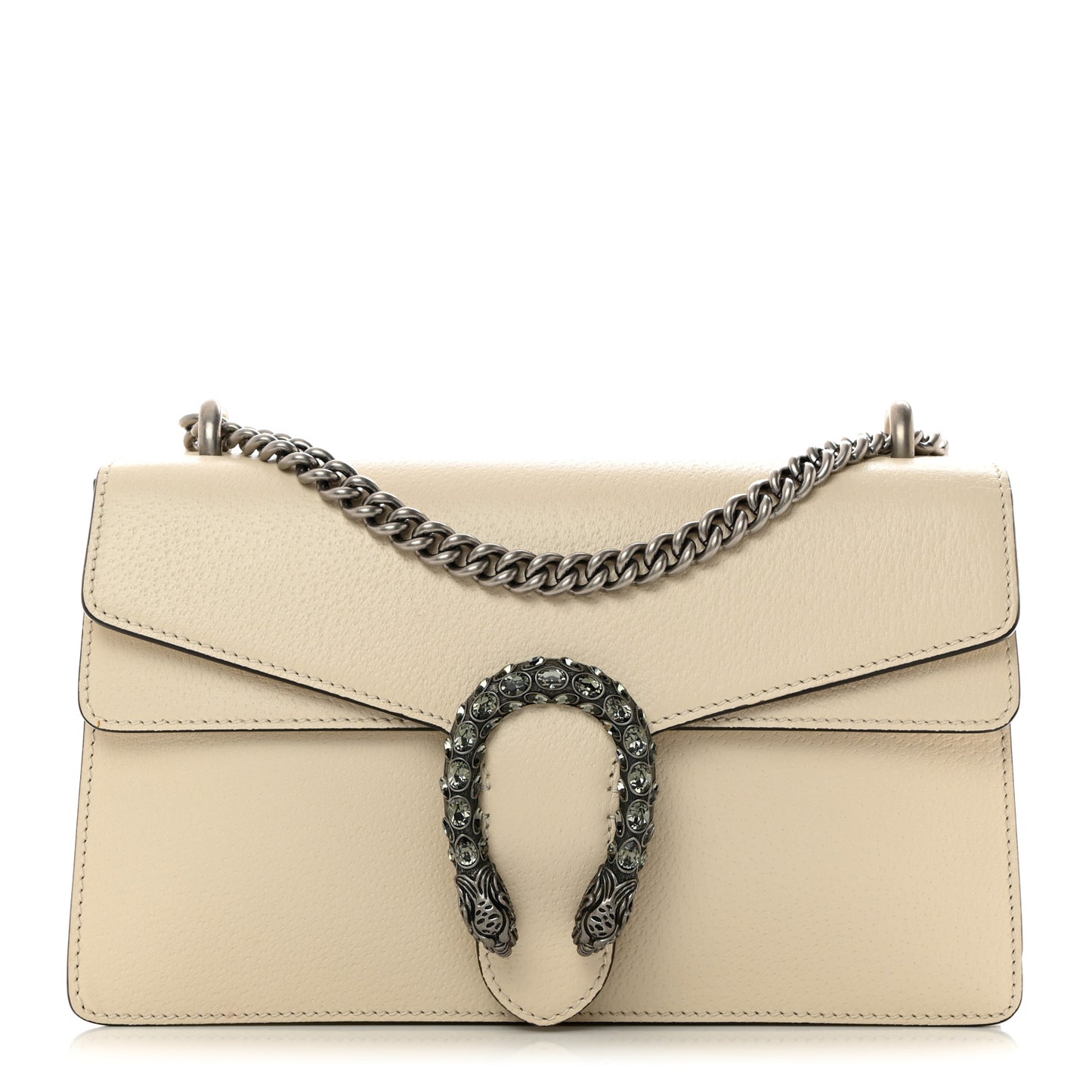 Textured Calfskin Crystal Small Dionysus Shoulder Bag Mystic White