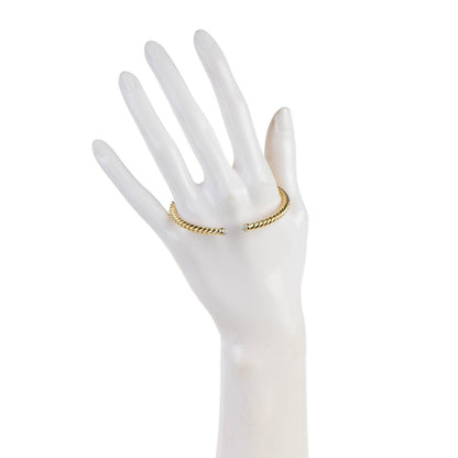 David Yurman 18K Yellow Gold Diamond 4mm Cablespira Bracelet 2 of 5