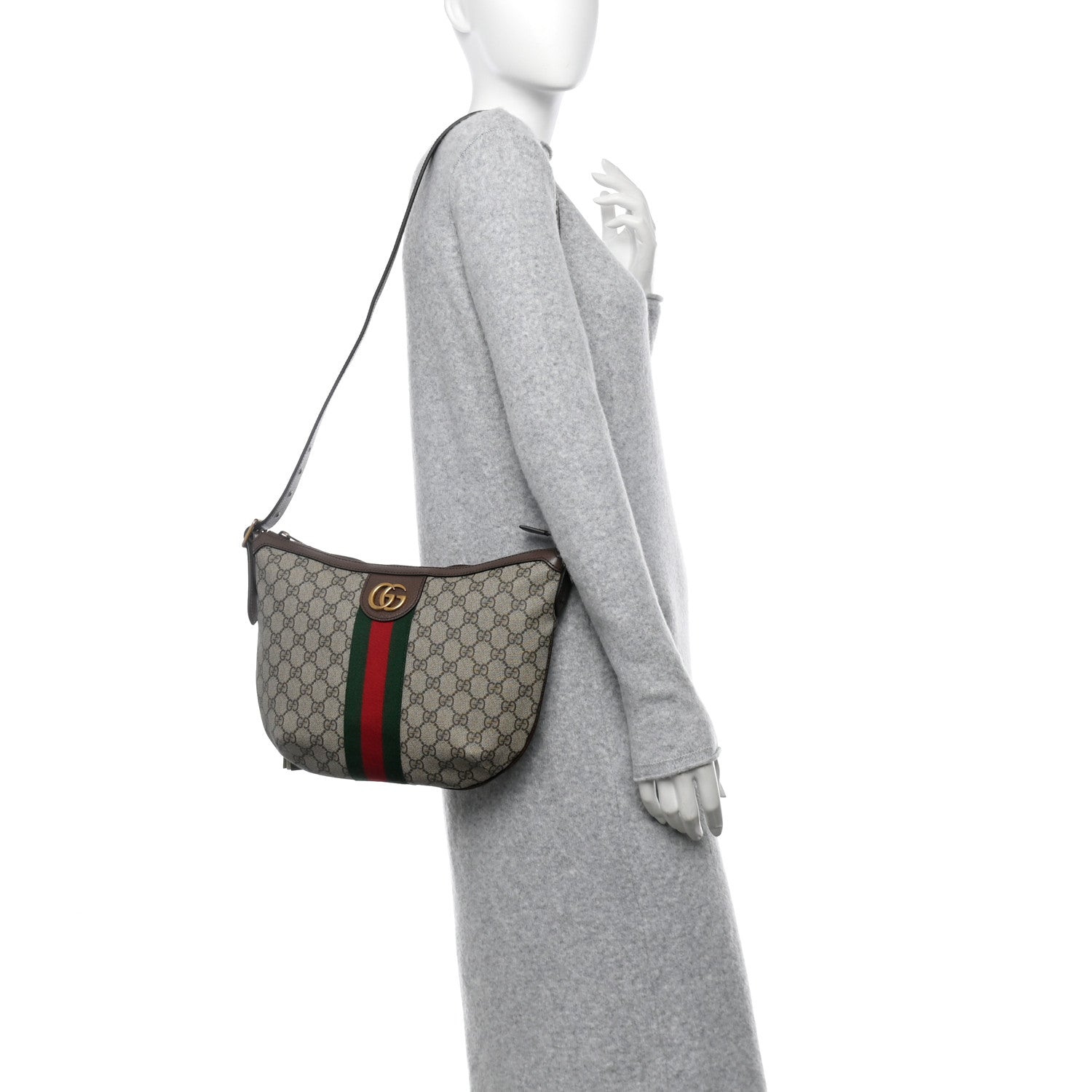 Gucci GG Supreme Monogram Web Small Ophidia Half Moon Hobo Brown 2 of 10