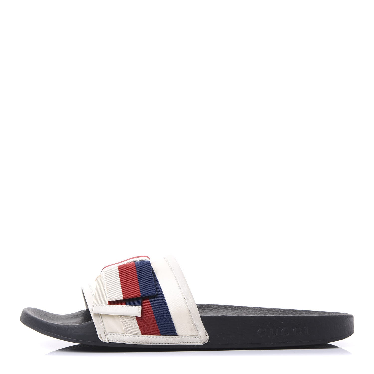 Gucci Satin Web Sylvie Bow Slide Sandals 42 White 1 of 8