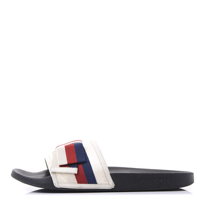 Gucci Satin Web Sylvie Bow Slide Sandals 42 White 1 of 8