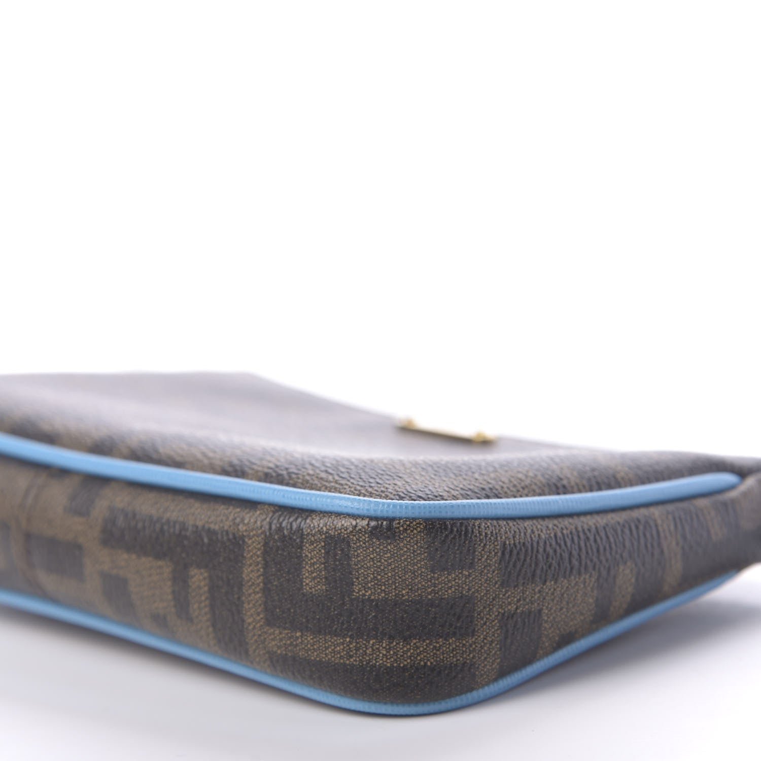 Fendi Zucca Spalmati Vitello Elite Pochette Tobacco Turchese 7 of 10