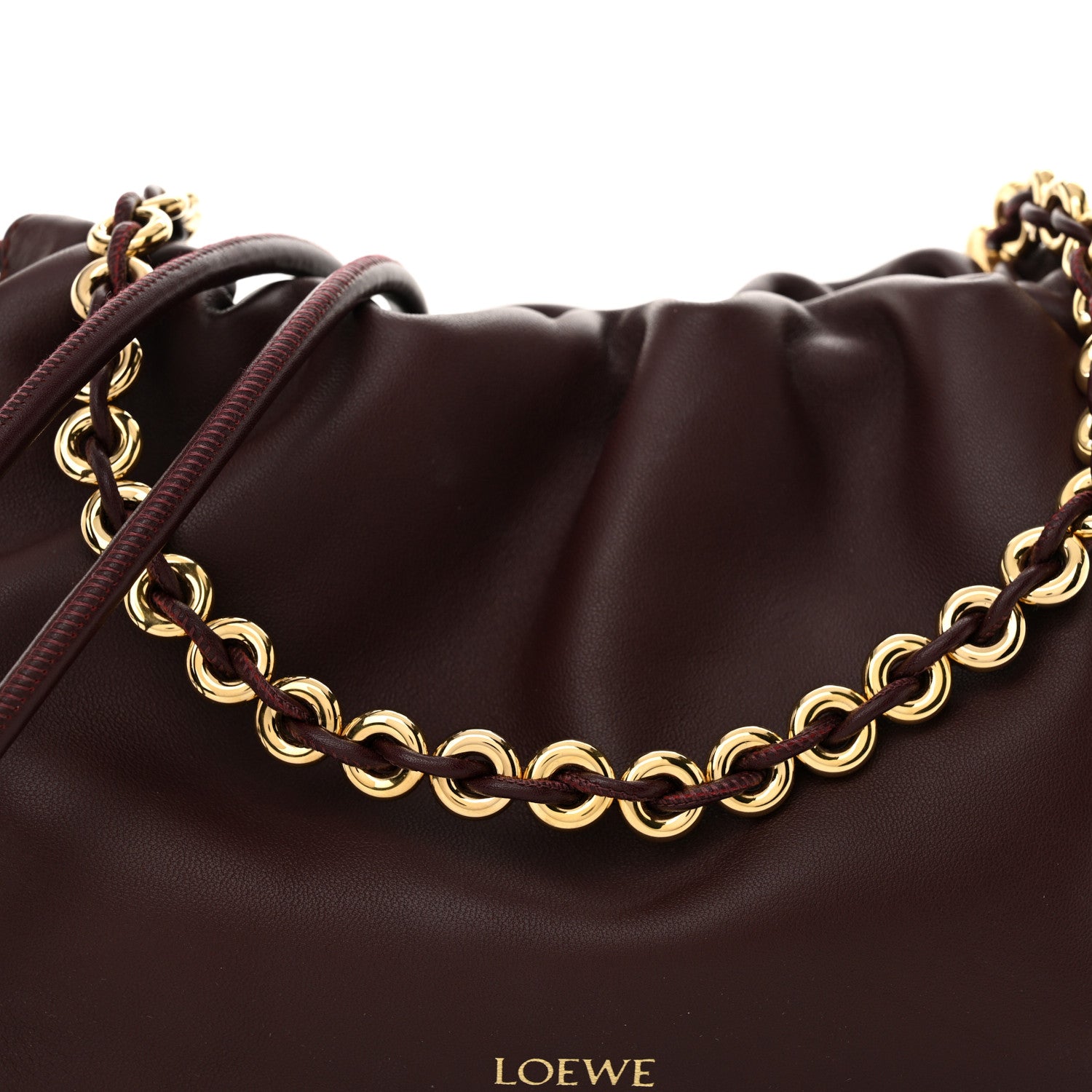 Loewe Mellow Nappa Medium Donut Chain Flamenco Knot Clutch Dark Burgundy 8 of 10
