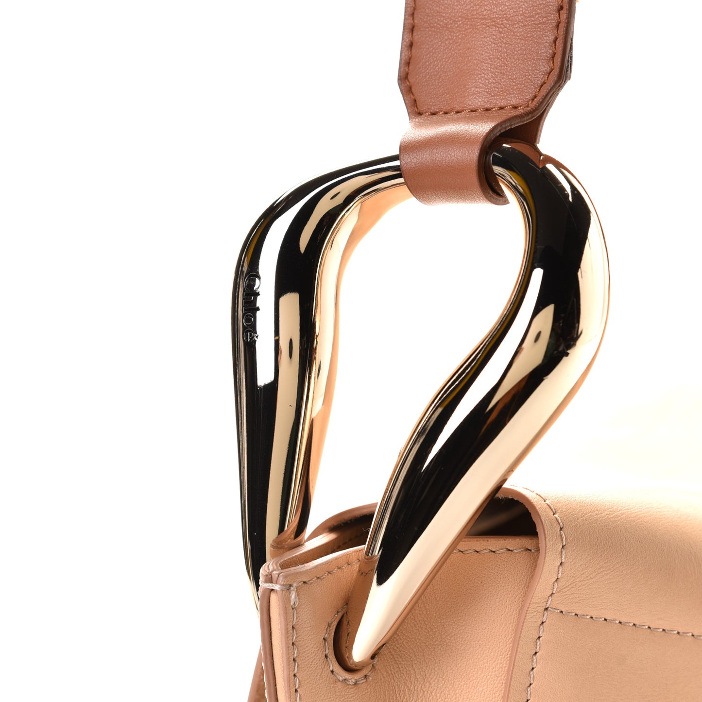 Shiny Small Grain Calfskin Bi-Color Kiss Hobo Sandy Beige
