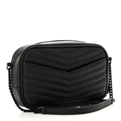 Saint Laurent Grain De Poudre Matelasse Monochrome Monogram Mini Lou Camera Bag Black 3 of 9