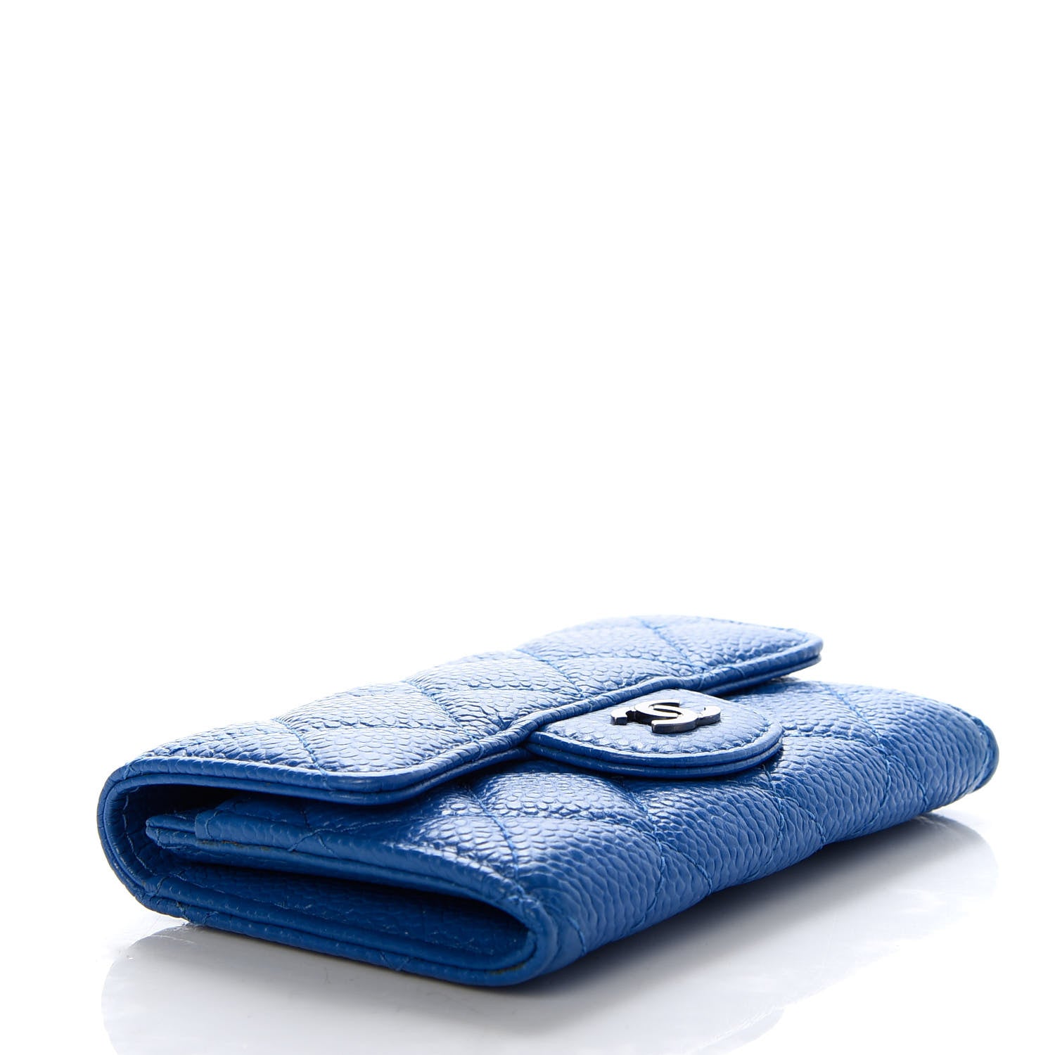 Chanel Caviar Quilted Flap Card Holder Wallet Blue 4 of 9