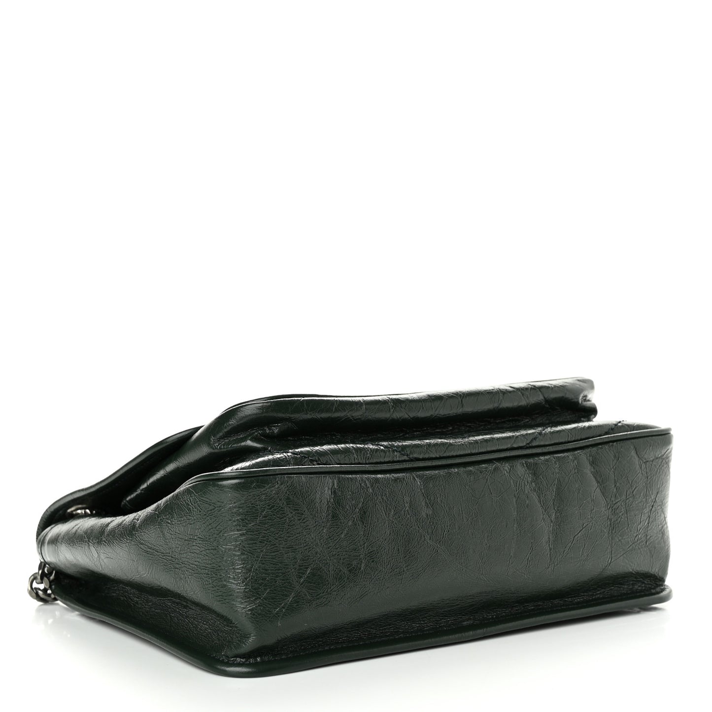 Crinkled Calfskin Matelasse Monogram Medium Niki Chain Satchel Dark Green