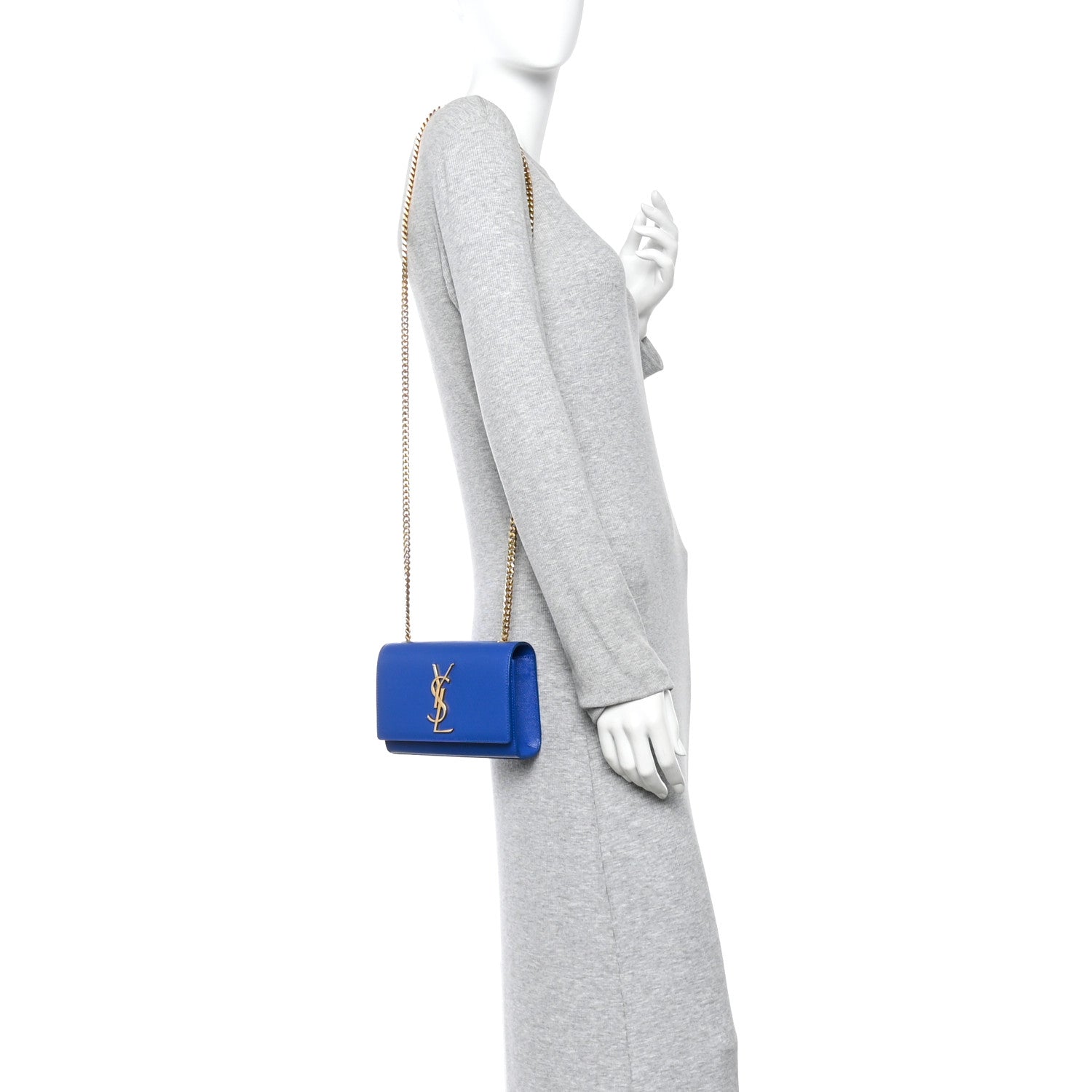 Saint Laurent Grain De Poudre Small Classic Monogram Kate Satchel Royal Blue 2 of 9