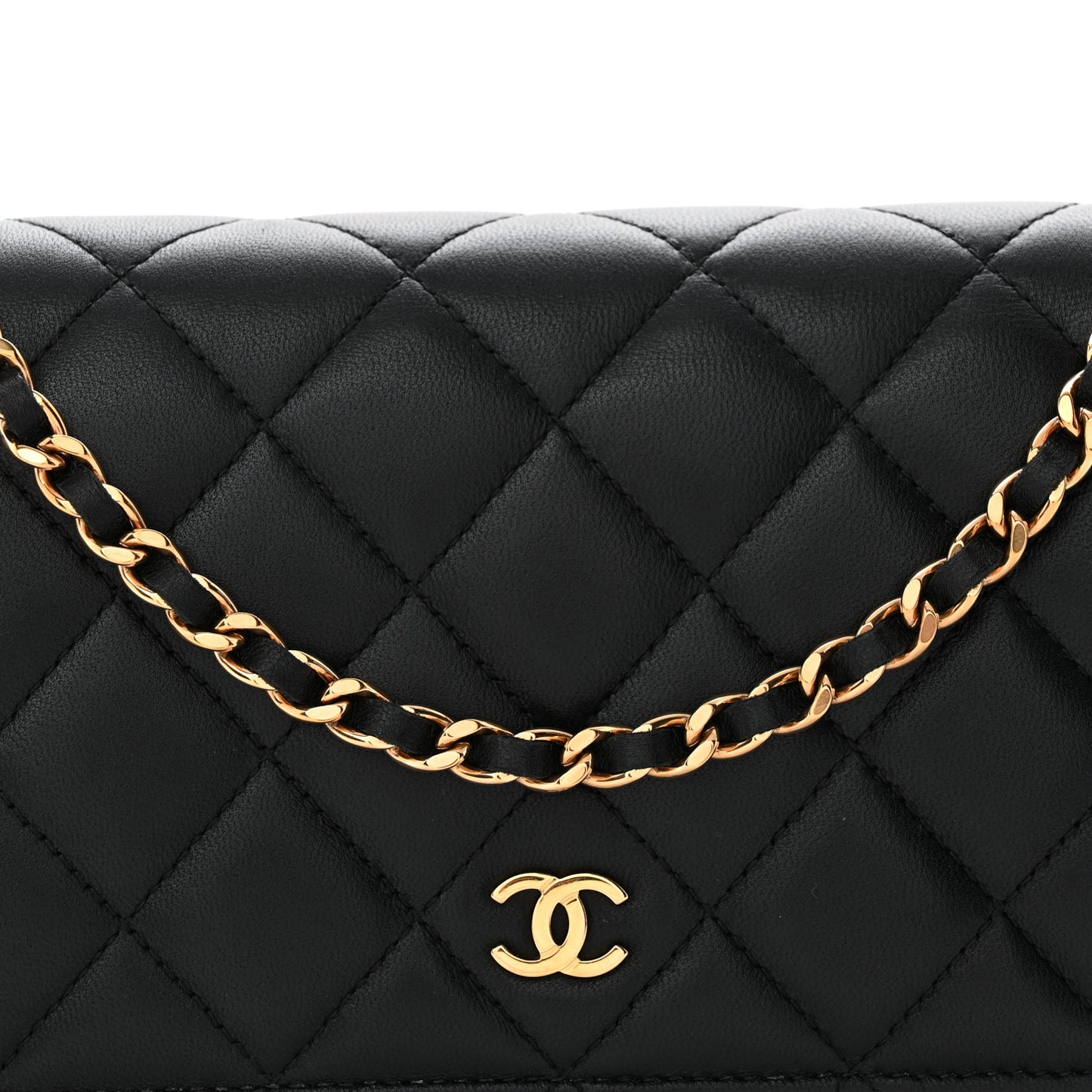 Lambskin Quilted Wallet On Chain WOC Black