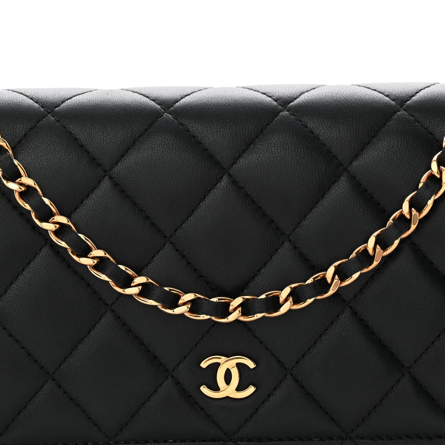 Chanel Lambskin Quilted Wallet On Chain WOC Black 17 of 23