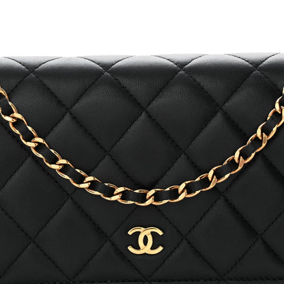 Chanel Lambskin Quilted Wallet On Chain WOC Black 17 of 23