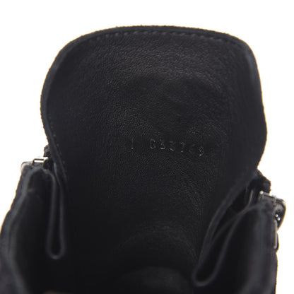 Chanel Suede Quilted CC Lace Up Combat Boots 41.5 Black 10 of 11