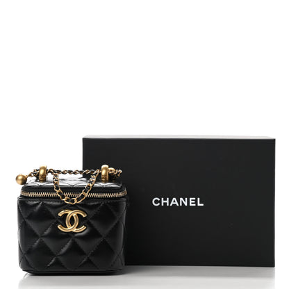 Chanel Calfskin Quilted Mini Perfect Fit Vanity Case With Chain Black 11 of 11