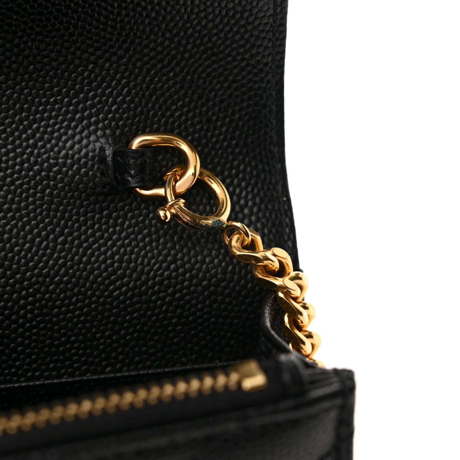 Saint Laurent Grain De Poudre Matelasse Chevron Monogram Envelope Chain Wallet Black 12 of 14