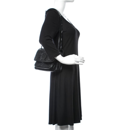Saint Laurent Crinkled Calfskin Matelasse Monogram Baby Niki Chain Satchel Black 2 of 9