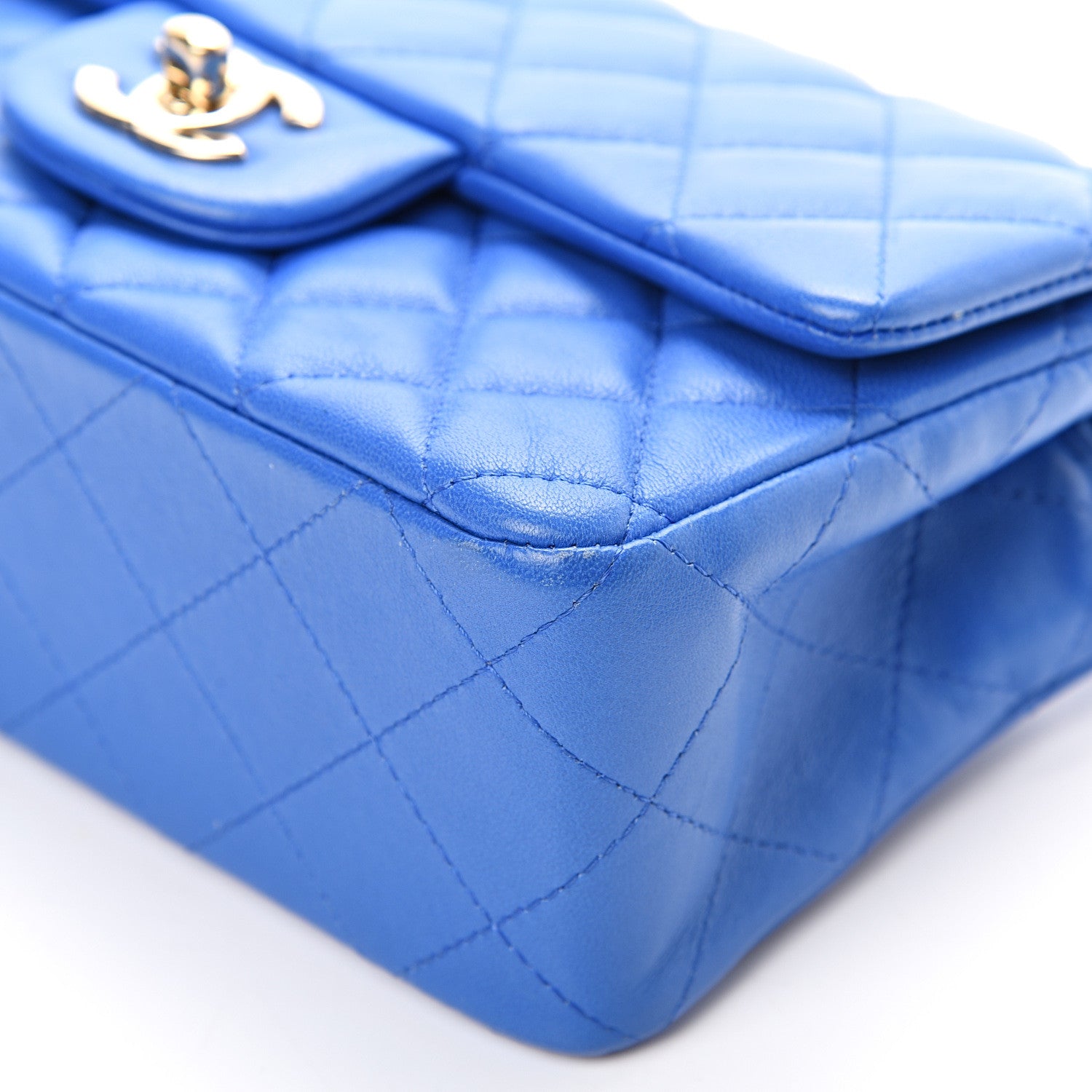 Chanel Lambskin Quilted Mini Rectangular Flap Blue 9 of 13