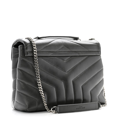Saint Laurent Calfskin Y Quilted Monogram Small Loulou Chain Satchel Earth 3 of 13