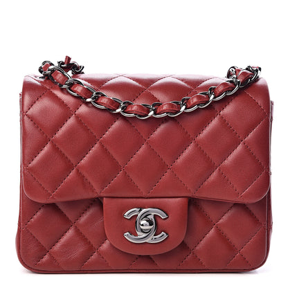 Chanel Lambskin Quilted Mini Square Flap Dark Red 1 of 11