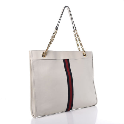 Gucci Suede Calfskin Large Rajah Chain Tote White 4 of 15