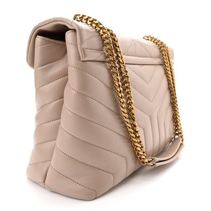 Saint Laurent Calfskin Y Quilted Monogram Medium Loulou Chain Satchel Dark Beige 3 of 10