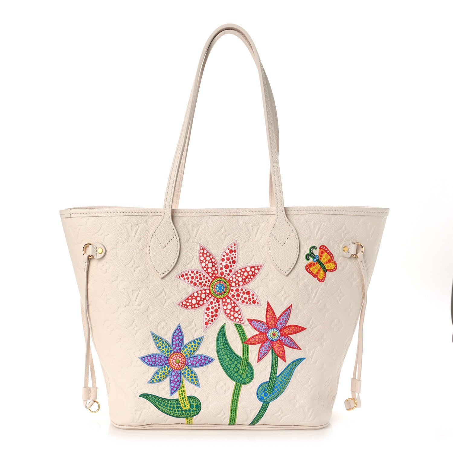 Louis Vuitton LV X YK Empreinte Inlaid Kusama Flowers Neverfull MM Quartz 3 of 9