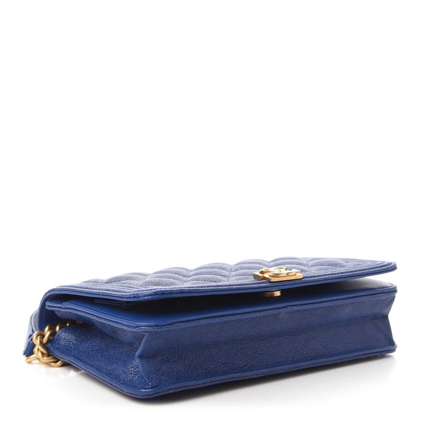 Caviar Quilted Boy Wallet On Chain WOC Blue