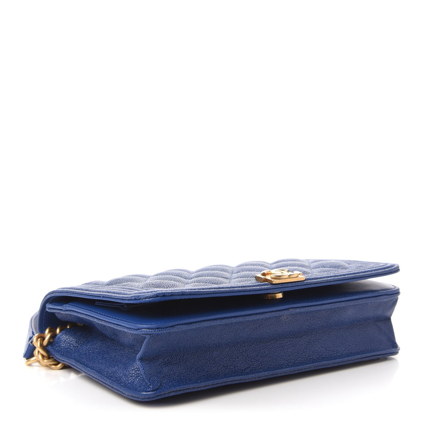 Chanel Caviar Quilted Boy Wallet On Chain WOC Blue 4 of 12